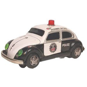 SH Tin Volkswagon Police Beetle VW Vintage Battery Not Working Nice Display